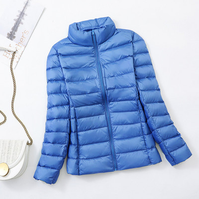 Ελαφρύ γυναικείο μπουφάν για μοντέλο για το φθινόπωρο και χειμώνα χωρίς κουκούλα
