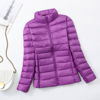 Ελαφρύ γυναικείο μπουφάν για μοντέλο για το φθινόπωρο και χειμώνα χωρίς κουκούλα