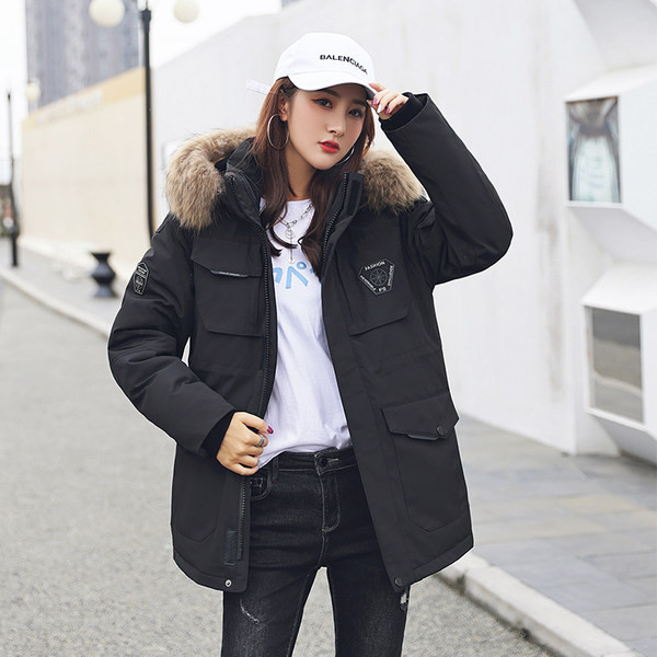 Ženska ležerna jakna s puhom na kapuljači i džepovima