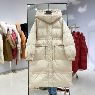 Γυναικείο μακρύ μπουφάν με κουκούλα και τσέπες