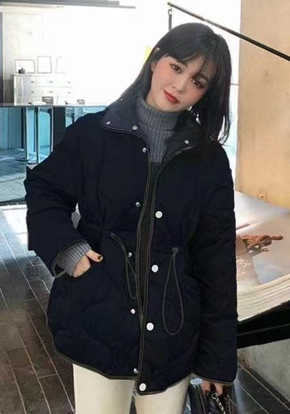 Μπουφάν φθινόπωρο-χειμερινό με κορδόνια και τσέπες στη μέση