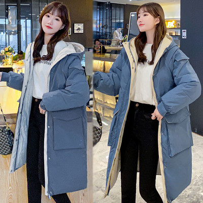 Μακρύ γυναικείο χειμερινό μπουφάν με τσέπες