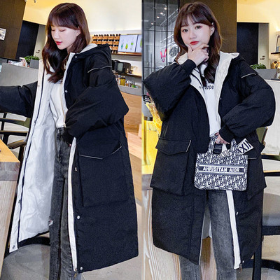 Μακρύ γυναικείο χειμερινό μπουφάν με τσέπες