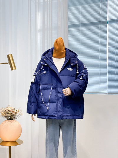 Χοντρό χειμωνιάτικο μπουφάν με φερμουάρ και κουκούλα για γυναίκες