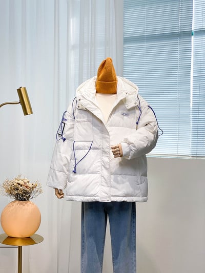 Χοντρό χειμωνιάτικο μπουφάν με φερμουάρ και κουκούλα για γυναίκες