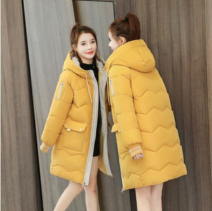 Γυναικείο μακρύ μπουφάν με κουκούλα - σε διάφορα χρώματα