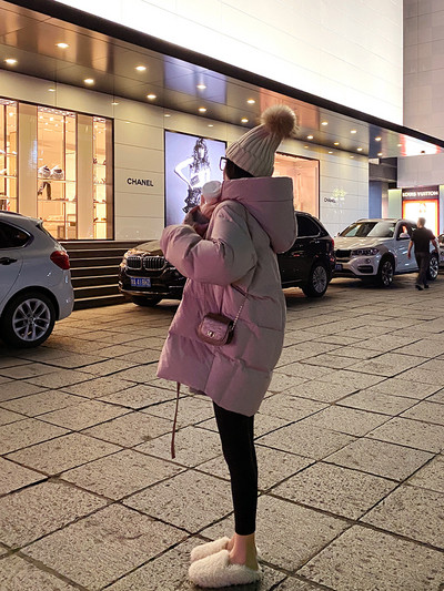 Φαρδύ μπουφάν για γυναίκες με κουκούλα και φερμουάρ