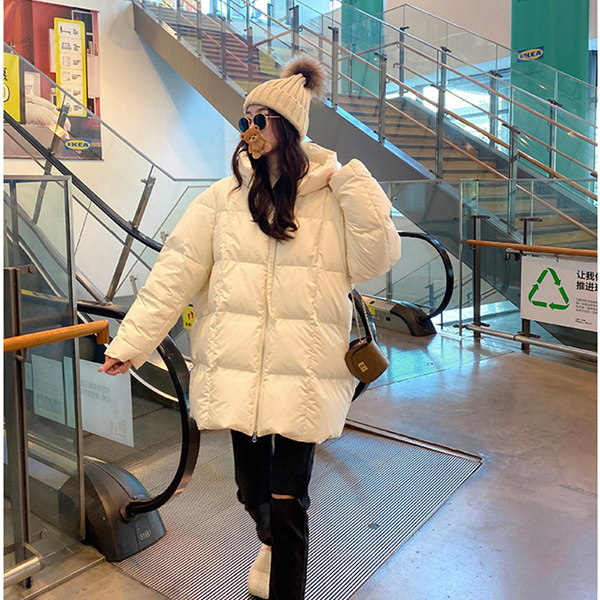 Φαρδύ μπουφάν για γυναίκες με κουκούλα και φερμουάρ