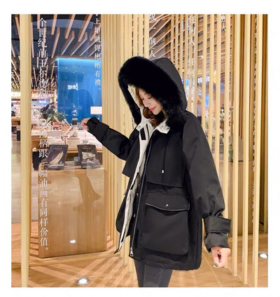 Γυναικείο χειμερινό παρκά με πούπουλο και κουκούλα