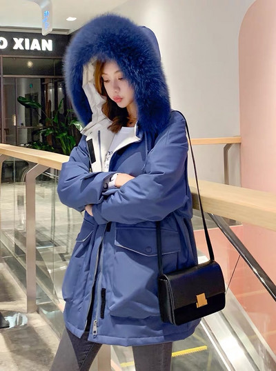 Γυναικείο χειμερινό παρκά με πούπουλο και κουκούλα