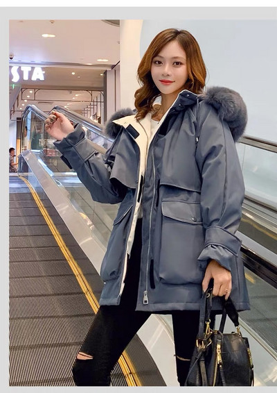 Γυναικείο χειμερινό παρκά με πούπουλο και κουκούλα