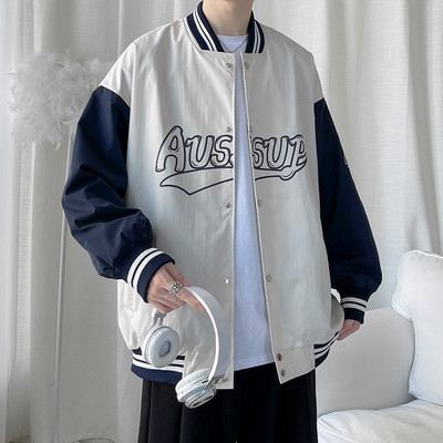 Ανδρικό μπουφάν casual με κουμπιά και χαμηλό γιακά