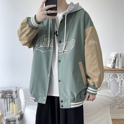 Ανδρικό μπουφάν casual με κουμπιά και χαμηλό γιακά