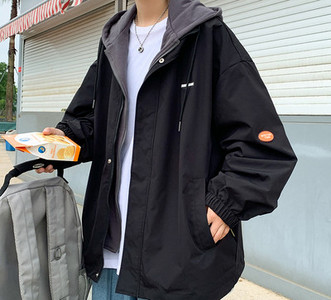 Φθινοπωρινό ανδρικό μπουφάν με κουκούλα και τσέπες