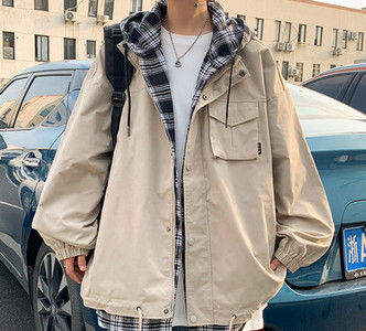 Φθινοπωρινό ανδρικό μπουφάν με κουκούλα και τσέπες