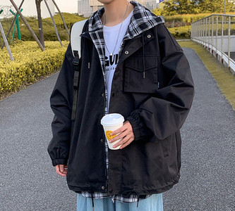 Φθινοπωρινό ανδρικό μπουφάν με κουκούλα και τσέπες