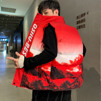 Ανδρικό γιλέκο με απλικέ κουκούλα και επιγραφές