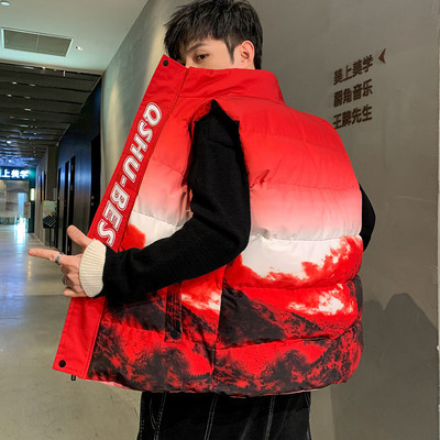 Ανδρικό γιλέκο με απλικέ κουκούλα και επιγραφές