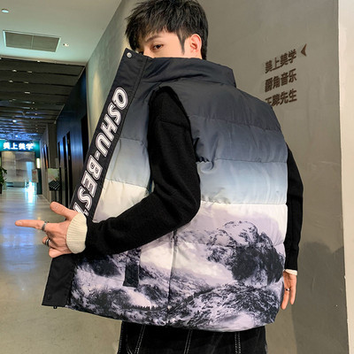 Ανδρικό γιλέκο με απλικέ κουκούλα και επιγραφές