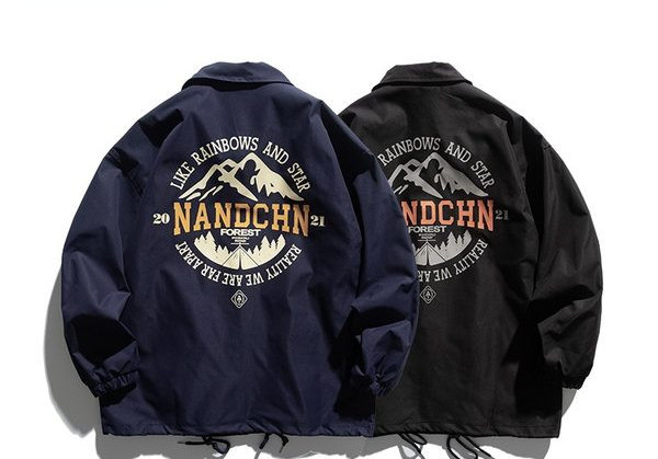 Jachetă de toamnă pentru bărbați cu aplicație și inscripție