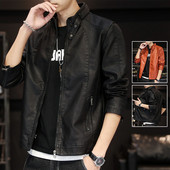 Muška casual jakna od eko kože sa patentnim zatvaračima