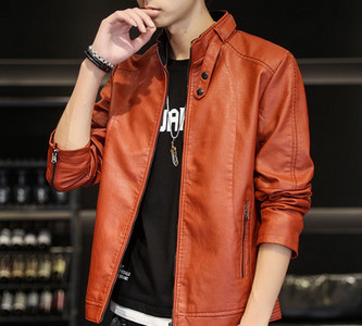 Muška casual jakna od eko kože sa patentnim zatvaračima