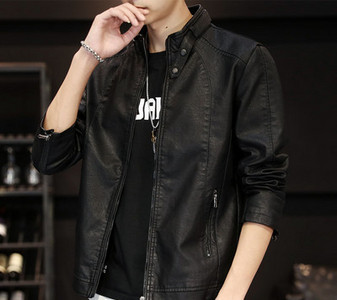 Muška casual jakna od eko kože sa patentnim zatvaračima