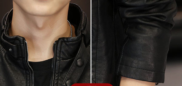 Muška casual jakna od eko kože sa patentnim zatvaračima