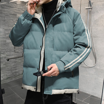 Ανδρικό χειμερινό μπουφάν με κουκούλα και φερμουάρ και κουμπιά