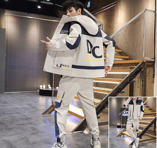 Jachetă modernă pentru bărbați de lungime medie, cu inscripții și glugă