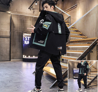 Jachetă modernă pentru bărbați de lungime medie, cu inscripții și glugă