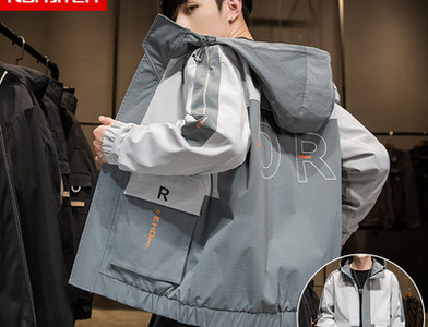 Ανδρικό τζάκετ casual με φερμουάρ και τσέπες