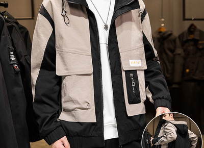 Ανδρικό τζάκετ casual με φερμουάρ και τσέπες