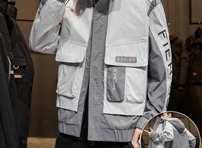 Ανδρικό τζάκετ casual με φερμουάρ και τσέπες