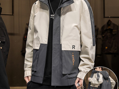 Ανδρικό τζάκετ casual με φερμουάρ και τσέπες