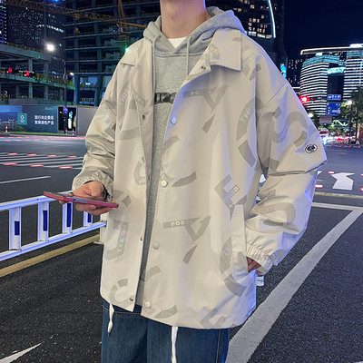 Ανδρικό μπουφάν casual με κουμπιά και μακριά μανίκια