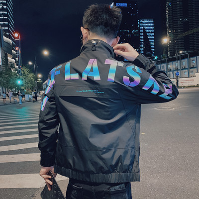 Φθινοπωρινό ανδρικό μπουφάν με επιγραφή στο πίσω μέρος