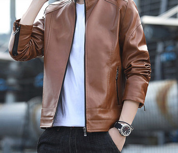 Ανδρικό έκο δερμάτινο μπουφάν με φερμουάρ - διάφορα μοντέλα