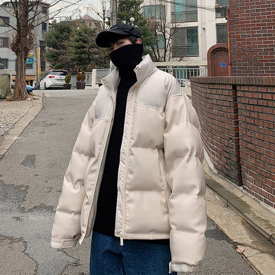 Ανδρικό χειμερινό μπουφάν από ζεστό παλτό τύπου faux δέρμα