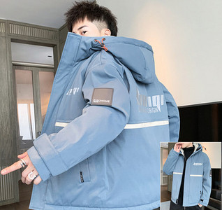 Καθημερινό ανδρικό μπουφάν με κουκούλα και επιγραφές