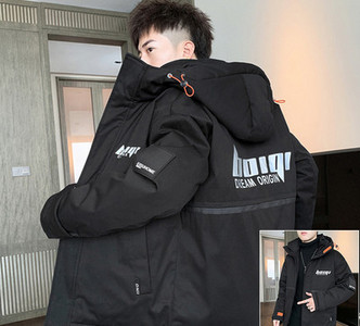 Καθημερινό ανδρικό μπουφάν με κουκούλα και επιγραφές