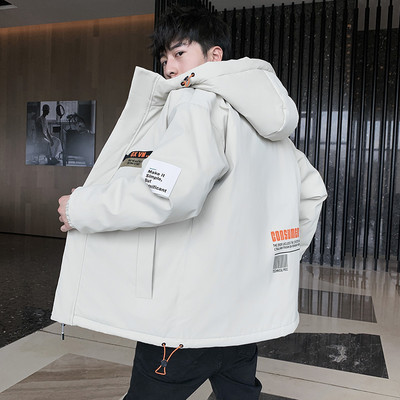 Καθημερινό ανδρικό μπουφάν με κουκούλα και επιγραφές