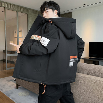 Καθημερινό ανδρικό μπουφάν με κουκούλα και επιγραφές