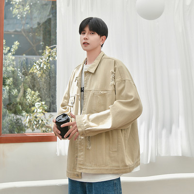 Casual τζιν μπουφάν για άνδρες - φαρδύ μοντέλο