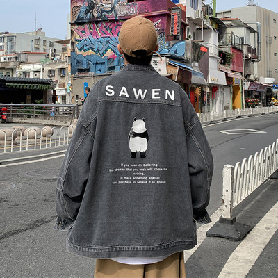 Casual τζιν μπουφάν για άνδρες - φαρδύ μοντέλο