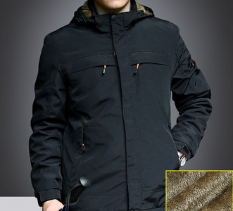 Ανδρικό μπουφάν φθινόπωρο-χειμερινό με φερμουάρ και velcro
