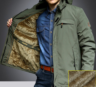 Ανδρικό μπουφάν φθινόπωρο-χειμερινό με φερμουάρ και velcro