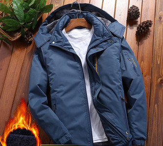 Ανδρικό μπουφάν φθινόπωρο-χειμερινό με φερμουάρ και velcro