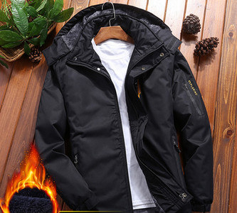 Ανδρικό μπουφάν φθινόπωρο-χειμερινό με φερμουάρ και velcro