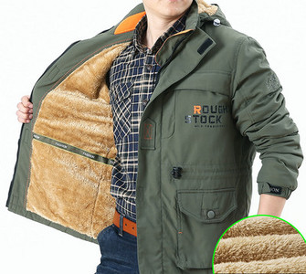 Ανδρικό μπουφάν φθινόπωρο-χειμερινό με φερμουάρ και velcro